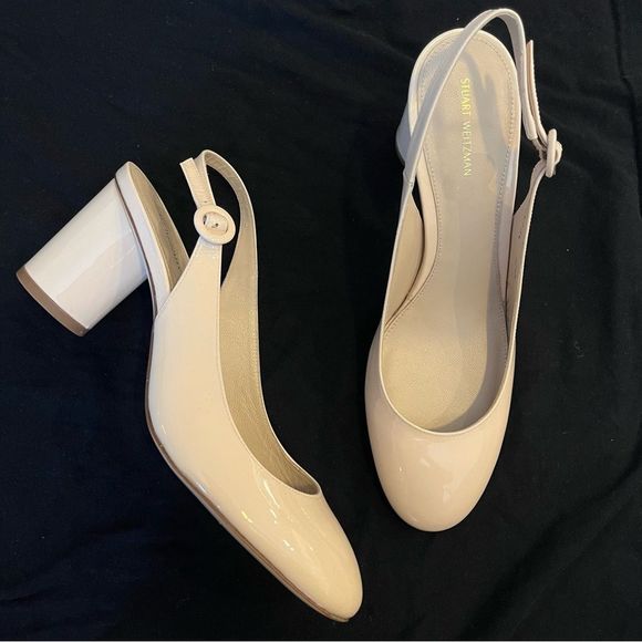 Stuart Weitzman Shoes - NEW | Stuart Weitzman Nude Beige Block Heel Slingback Mary Jane Heels sz. 10.5